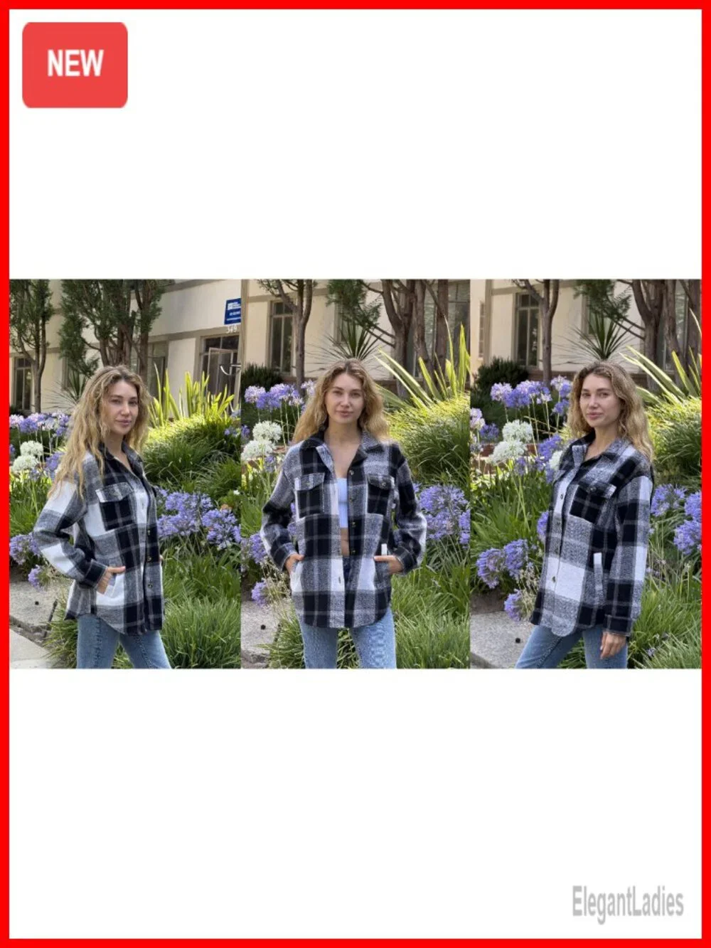 Zeagoo Women's Flannel Plaid Shacket Long Sleeve Button Down Jacket Oversized